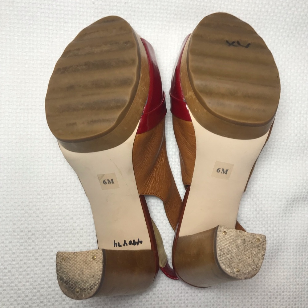 MICHAEL KORS women's platform sandals red/tan Open toe chunky size 6 M - Picture 13 of 14
